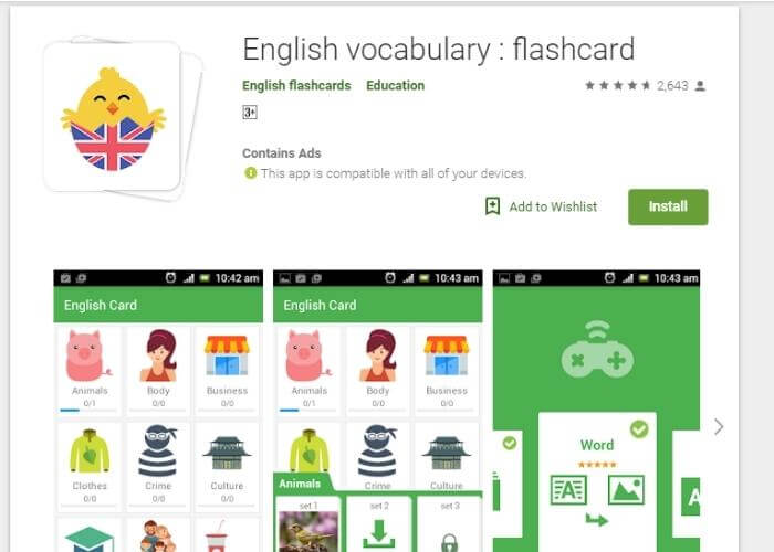 English Flashcard giúp bé học tiếng Anh lớp 2 miễn phí thông qua thẻ từ
