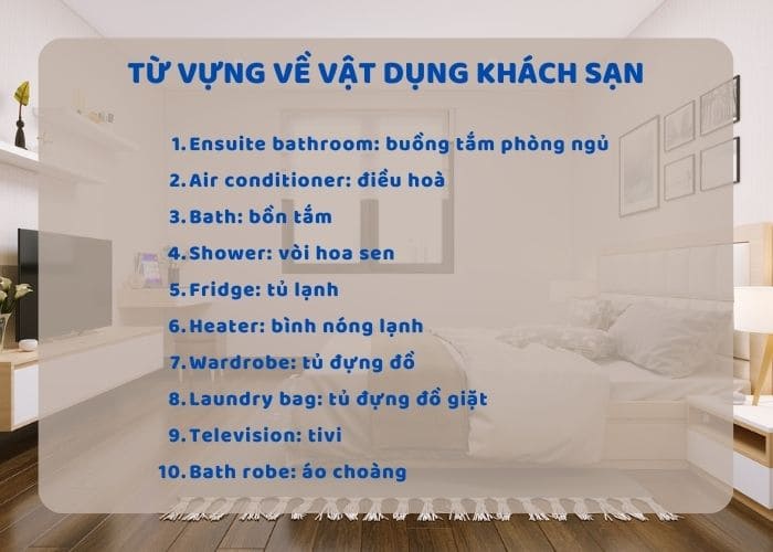 Tên gọi của một số đồ dùng khách sạn