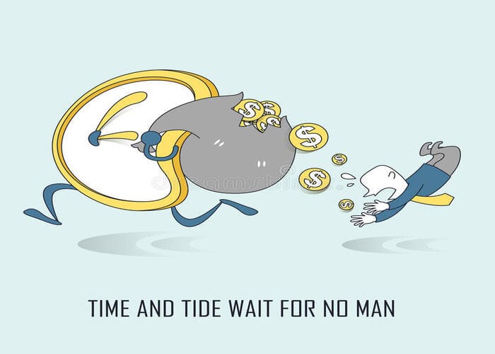 “Time and tide waits for no man” được dùng để nhấn mạnh sự liên tục của thời gian