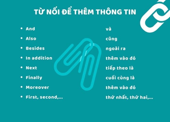 Từ nối để thêm thông tin